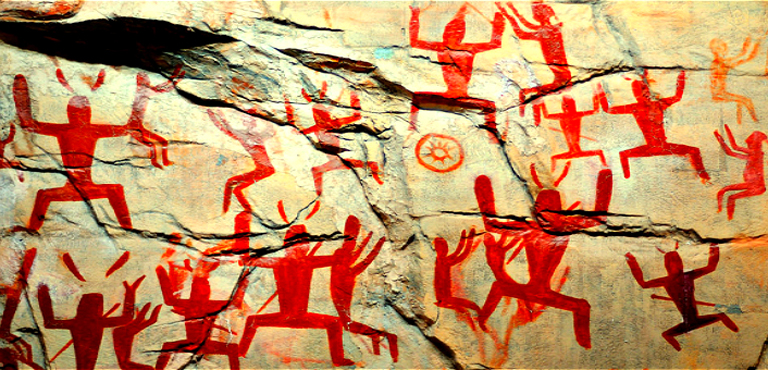 A scenic view of huashan rock paintings