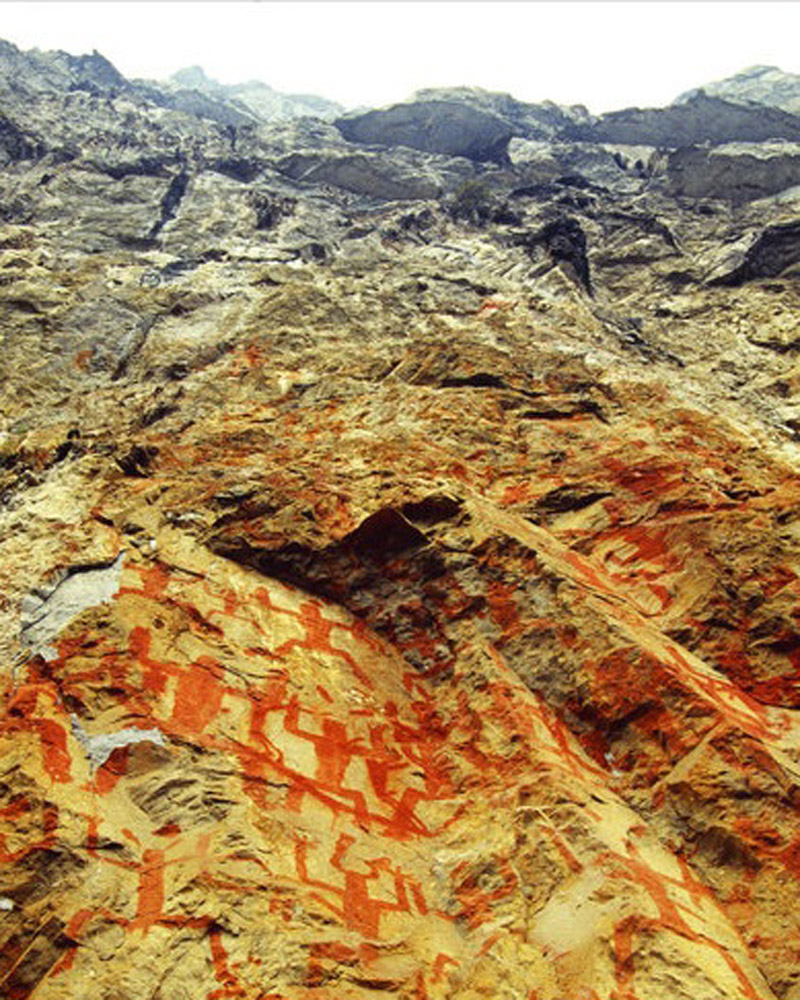 A scenic view of huashan rock paintings