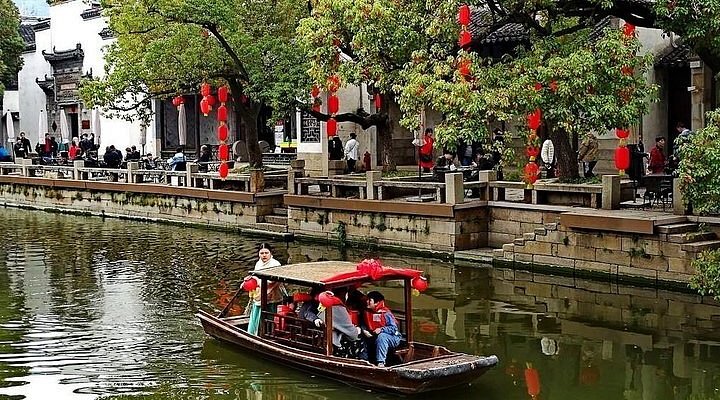 A scenic view of hui shan ancient town