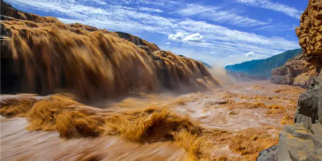 A scenic view of Hukou Waterfall