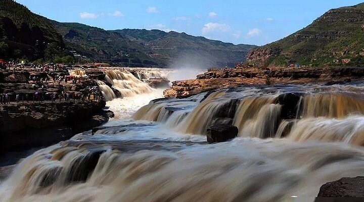 A scenic view of Hukou Waterfall