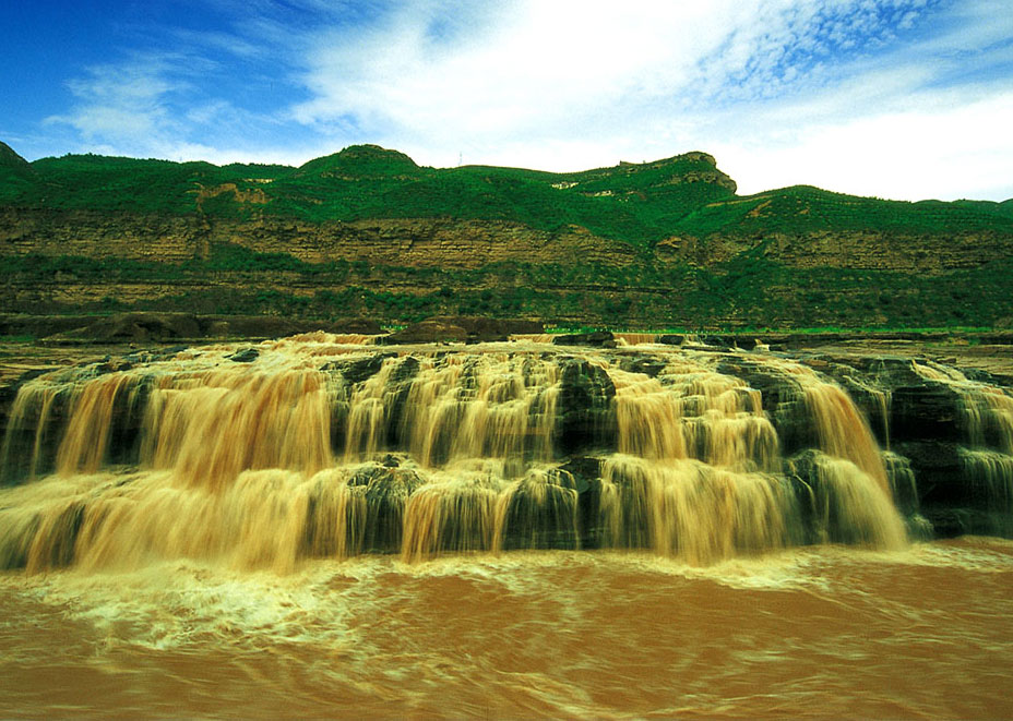 A scenic view of Hukou Waterfall