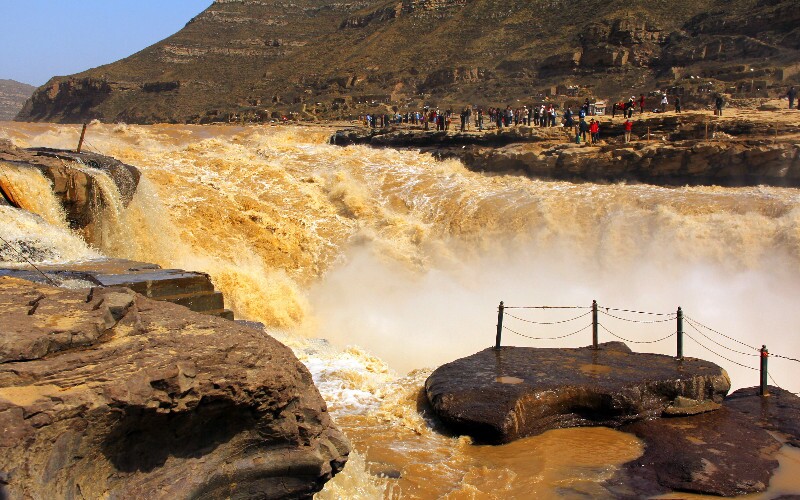A scenic view of Hukou Waterfall