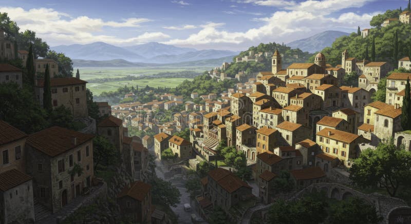 A scenic view of italian_style_town