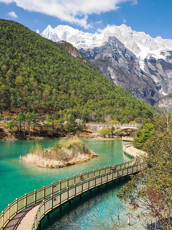 A scenic view of jade dragon snow mountain