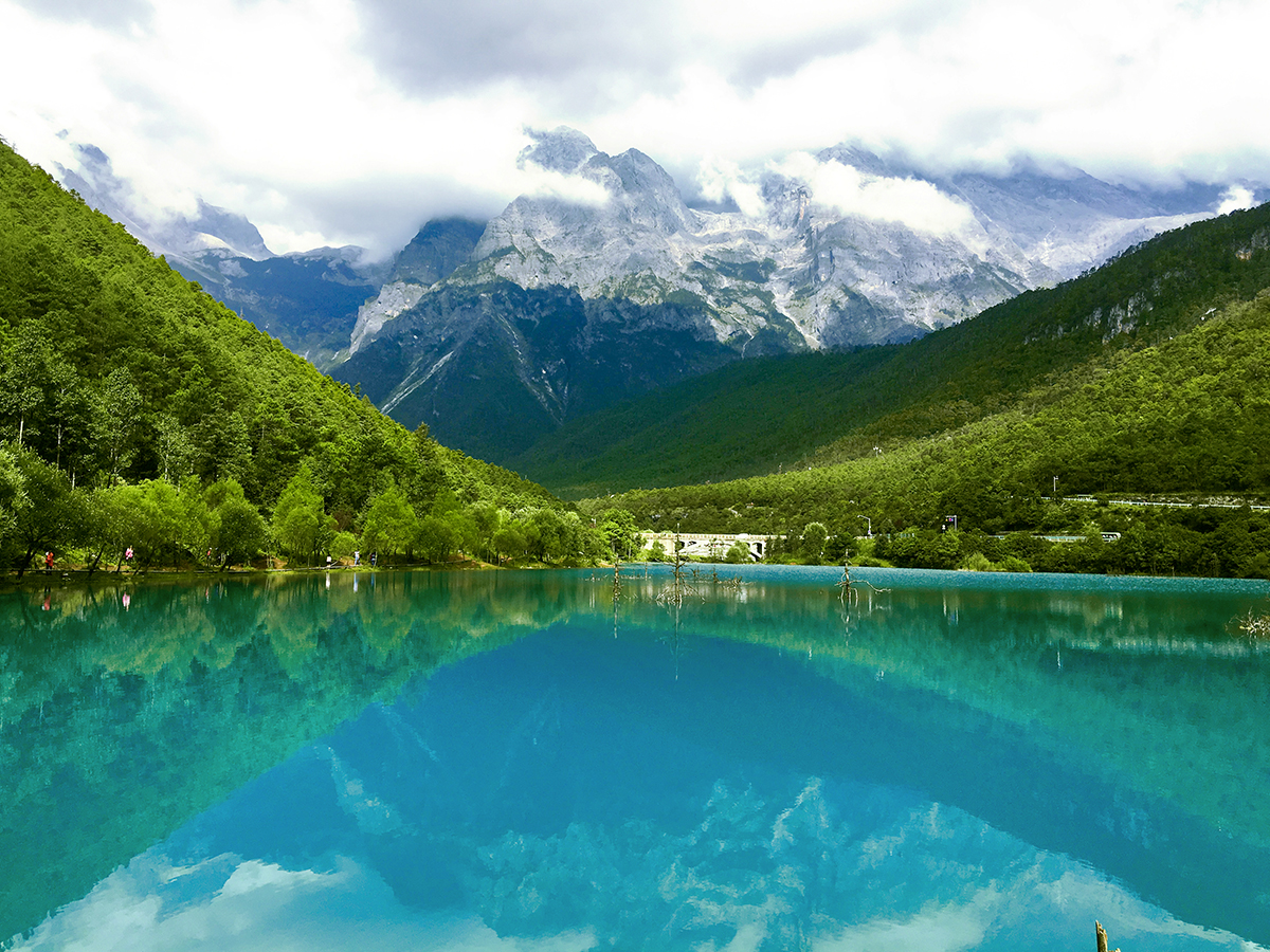 A scenic view of jade dragon snow mountain