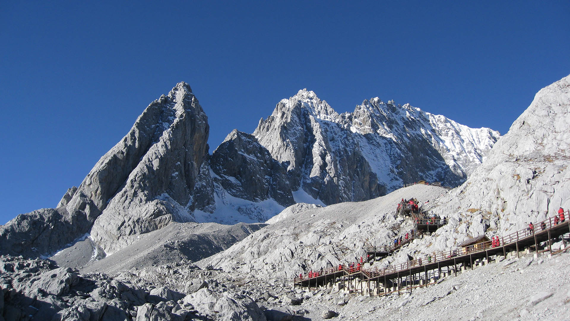 A scenic view of jade dragon snow mountain