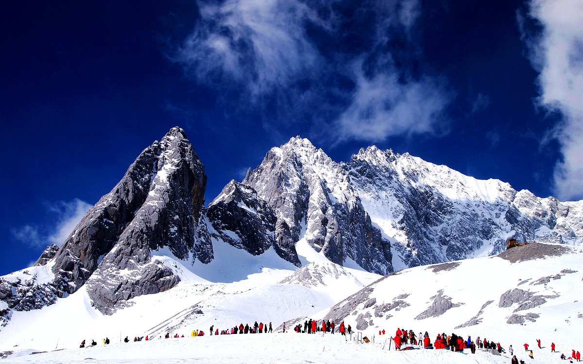 A scenic view of jade dragon snow mountain