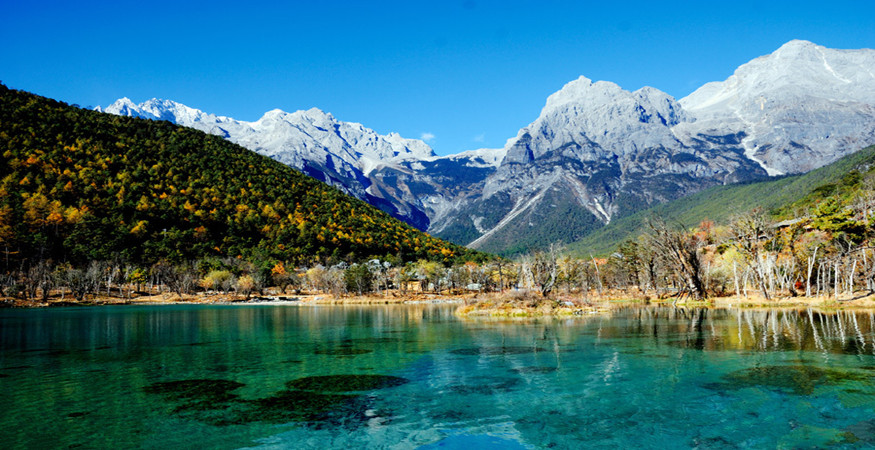 A scenic view of jade dragon snow mountain