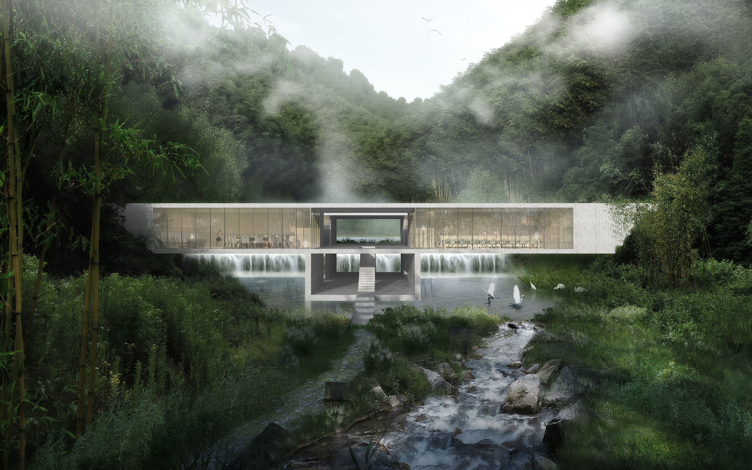 A scenic view of jiangmen wuyi hot spring