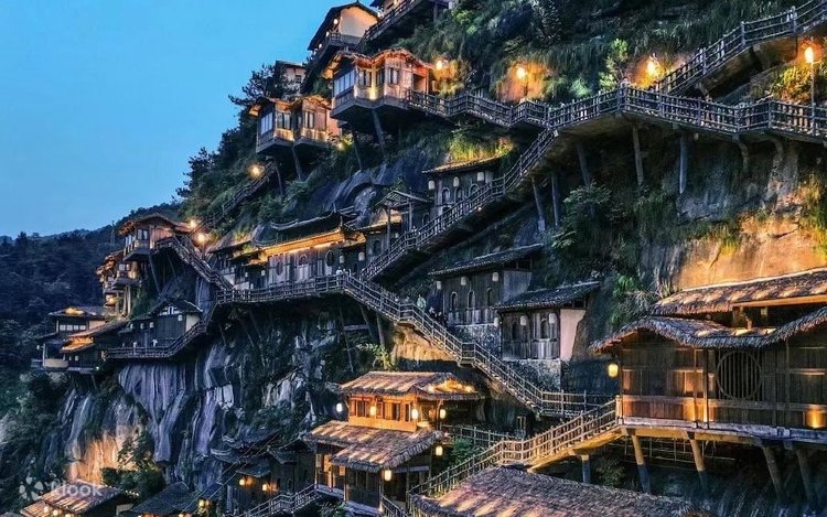 A scenic view of jiangnus_hometown_qin_peoples_village_scenic_area