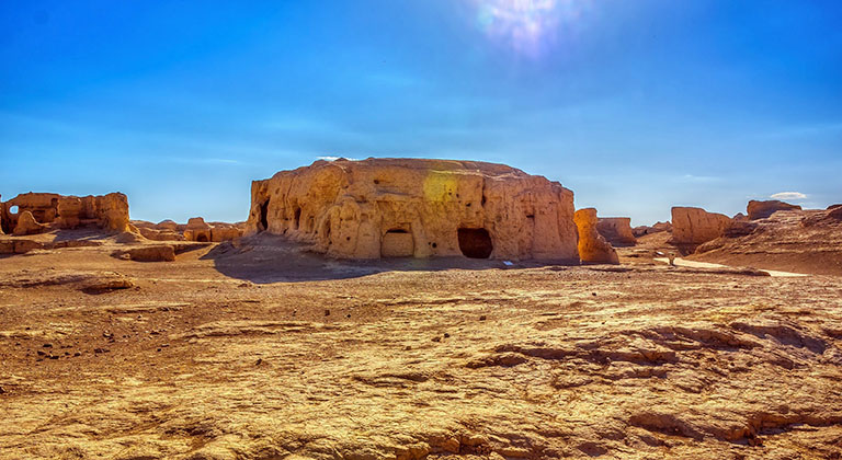 A scenic view of jiaohe ancient city