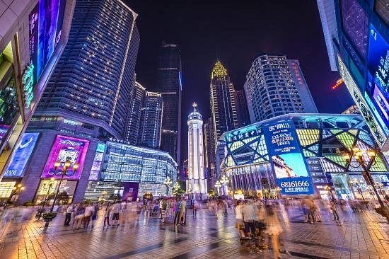 A scenic view of jiefangbei_pedestrian_street