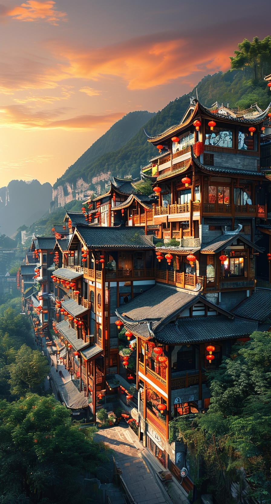 A scenic view of jiefangbei_pedestrian_street