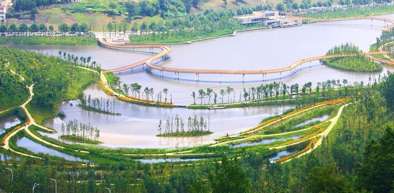 A scenic view of jinhua architecture park