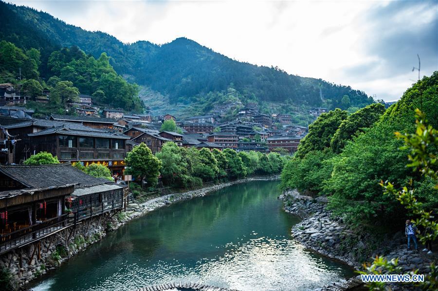 A scenic view of Jiutian Shengmu Miao