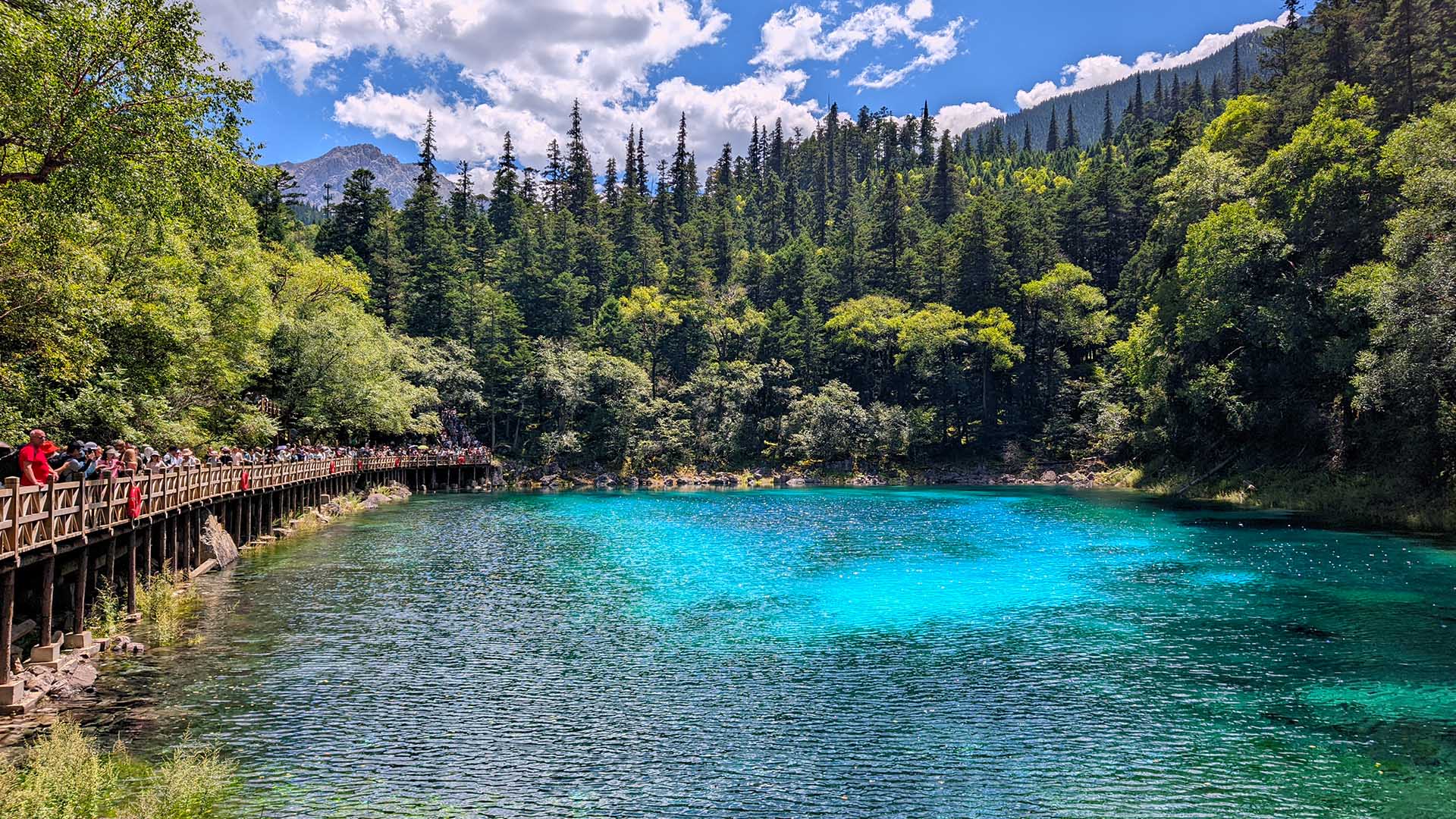 A scenic view of jiuzhaigou valley