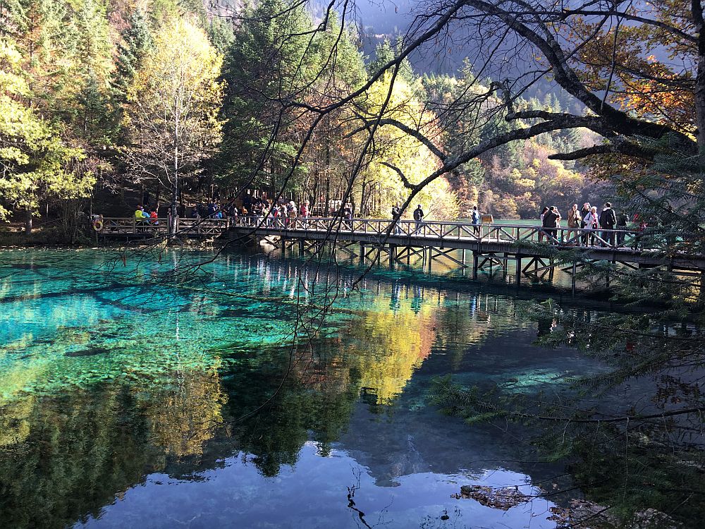 A scenic view of jiuzhaigou valley
