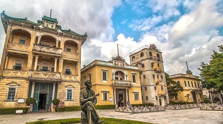 A scenic view of kaiping diaolou and villages