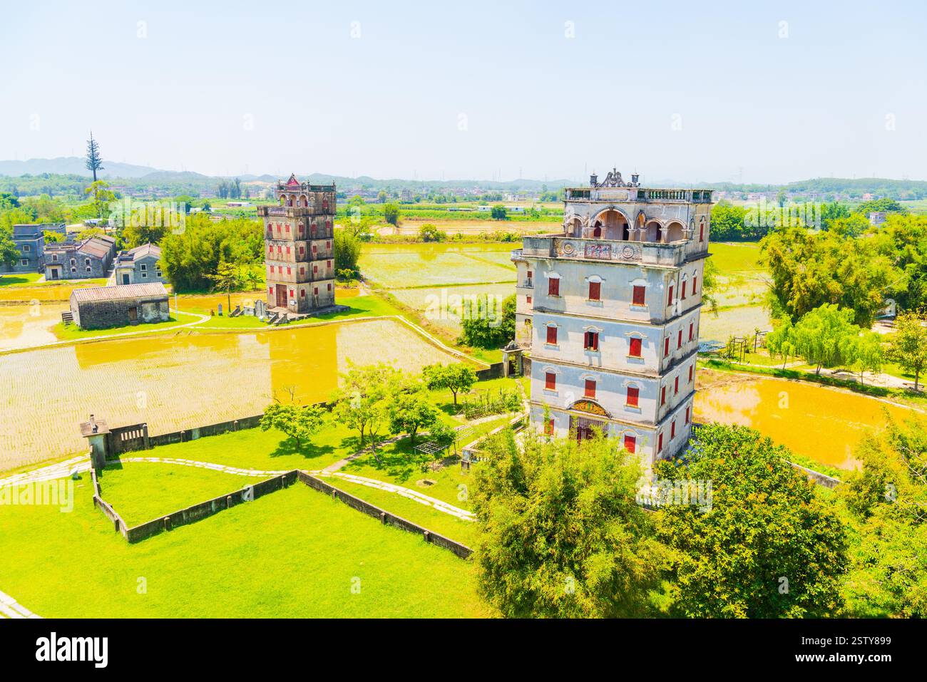 A scenic view of kaiping watchtowers