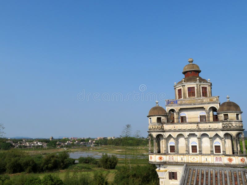 A scenic view of kaiping watchtowers