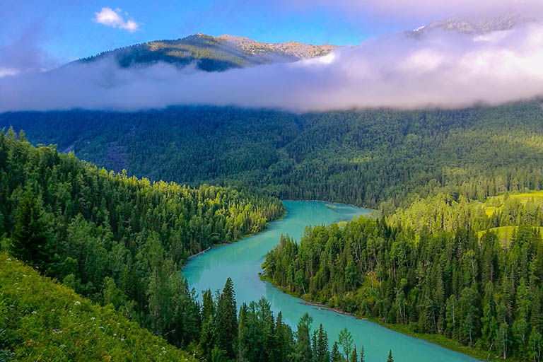 A scenic view of kanas lake