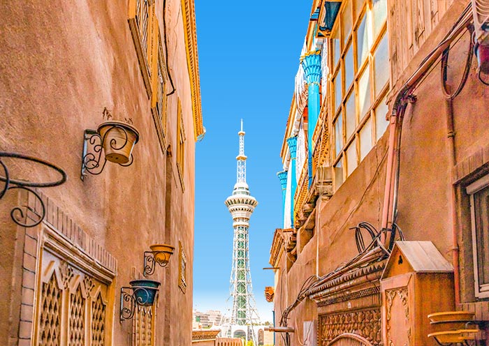 A scenic view of kashgar ancient city