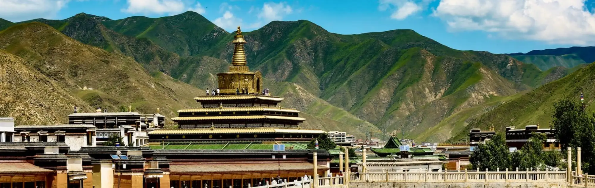 A scenic view of labrang monastery complex