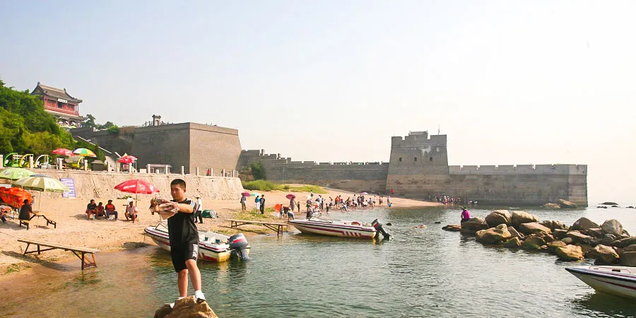 A scenic view of Laolongtou Great Wall