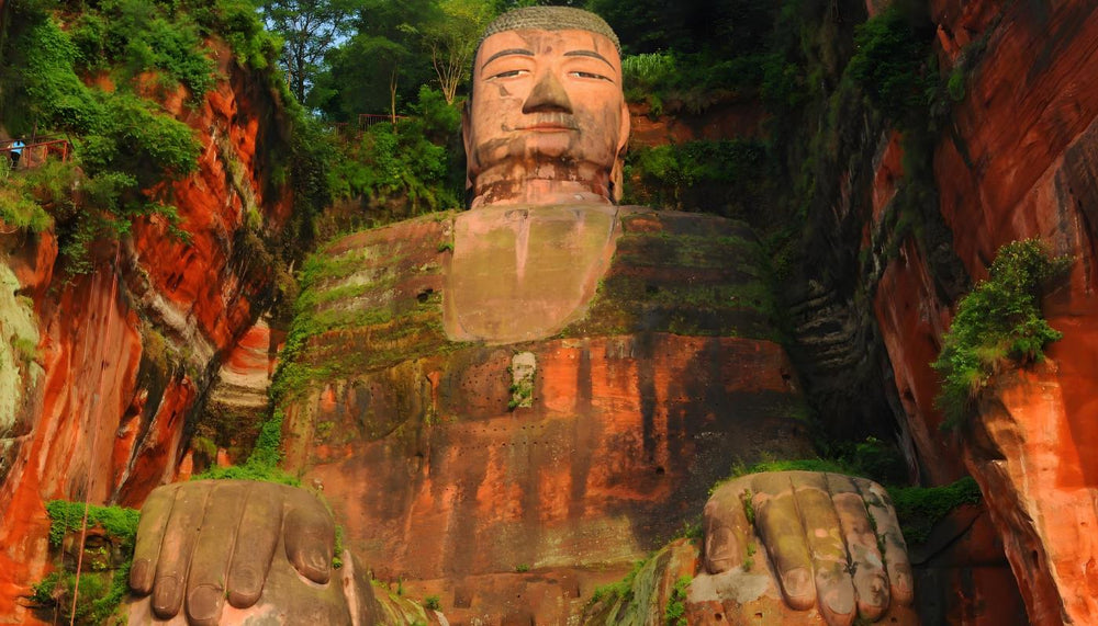 A scenic view of leshan buddhist sculptures