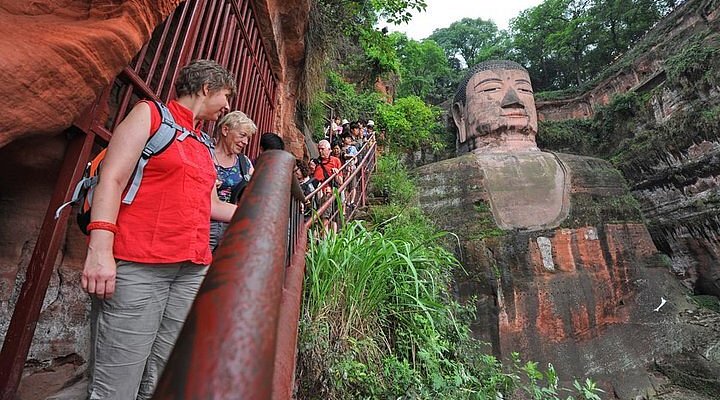 A scenic view of leshan buddhist sculptures