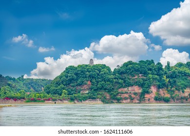 A scenic view of leshan giant buddha