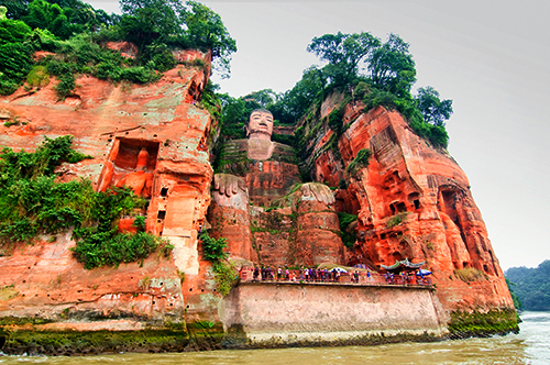 A scenic view of leshan giant buddha