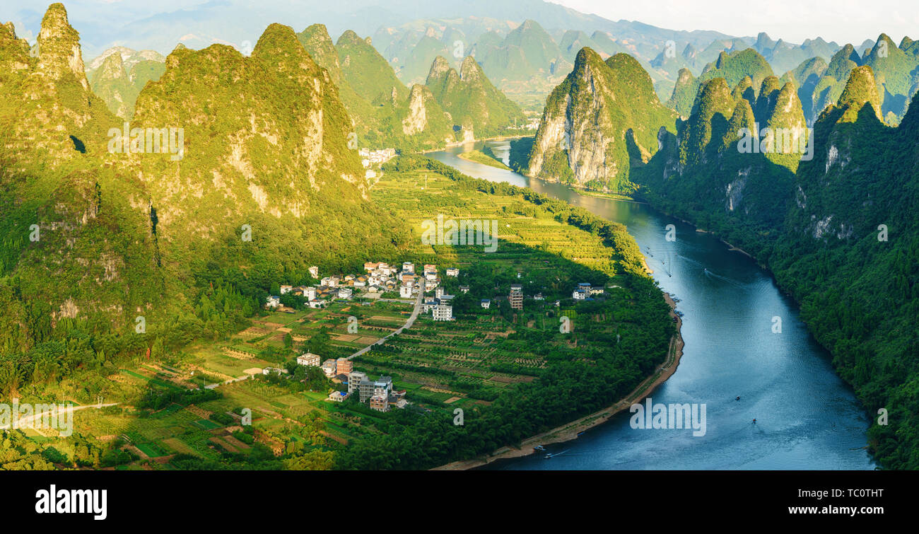 A scenic view of lijiang river scenic area