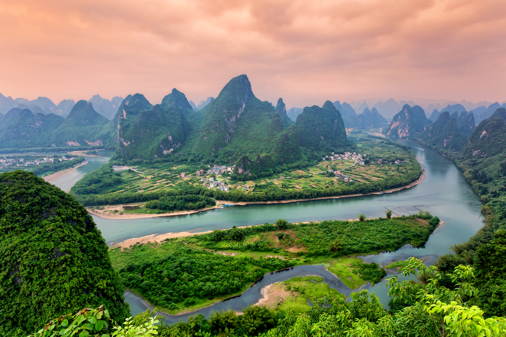 A scenic view of lijiang river scenic area