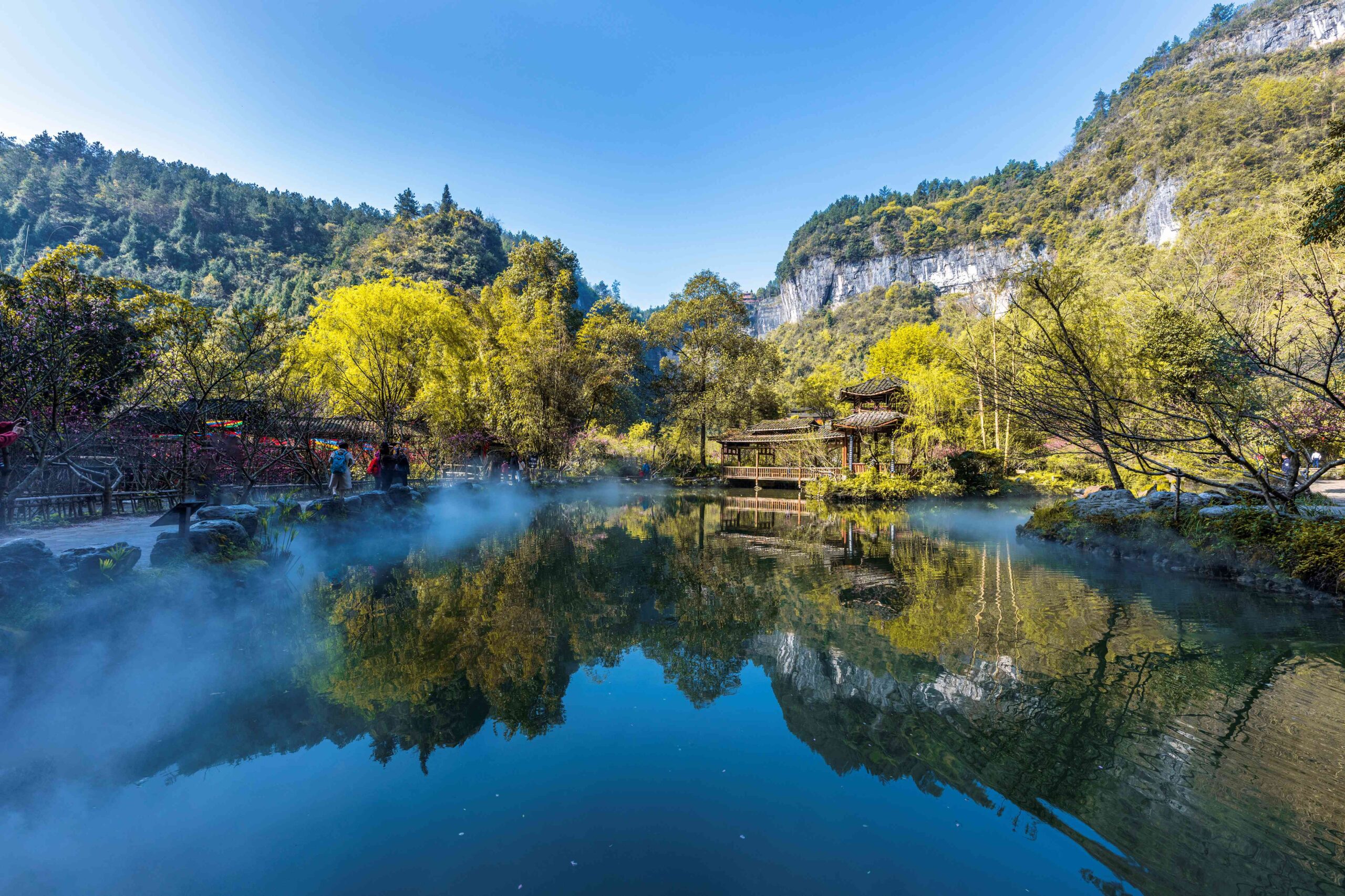 A scenic view of longgang taohuayuan scenic area