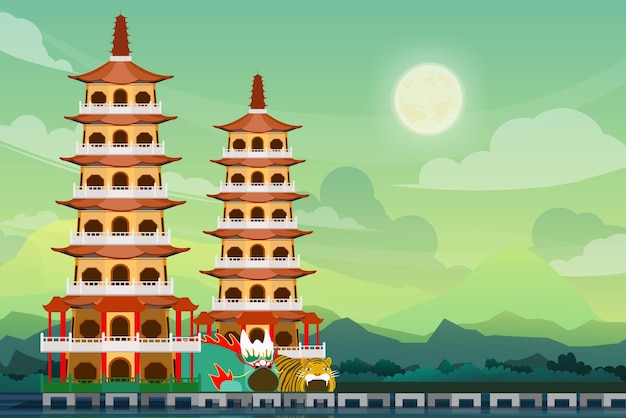 A scenic view of Longhu Pagoda