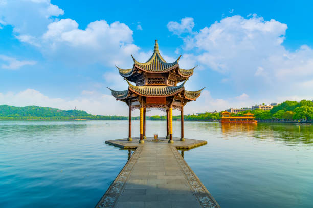 A scenic view of longhua_pagoda_and_temple