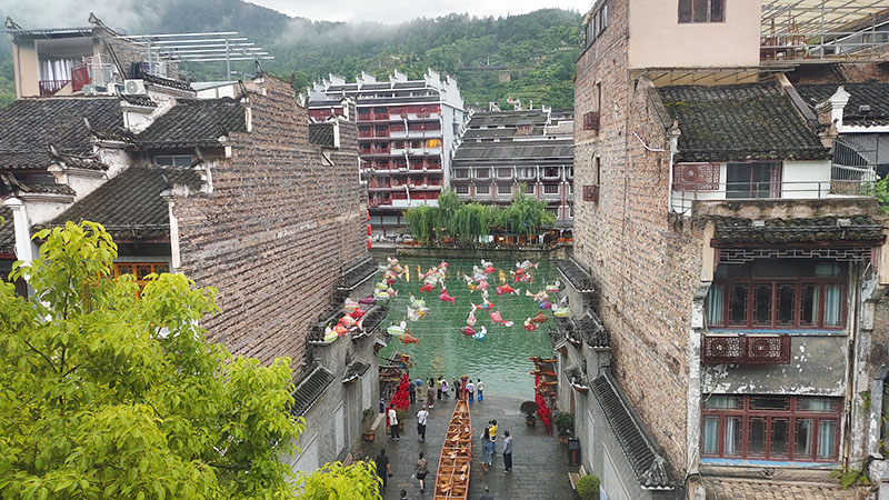 A scenic view of longli ancient city