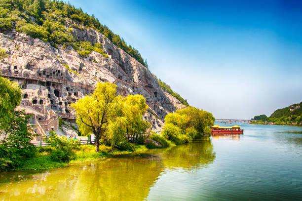 A scenic view of Longmen Grottoes