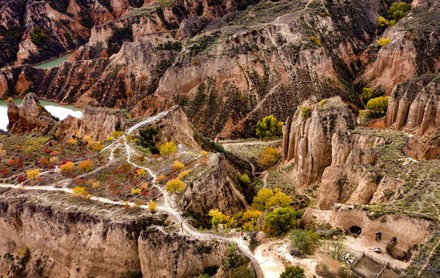 A scenic view of mahuangliang_loess_geological_park_scenic_area