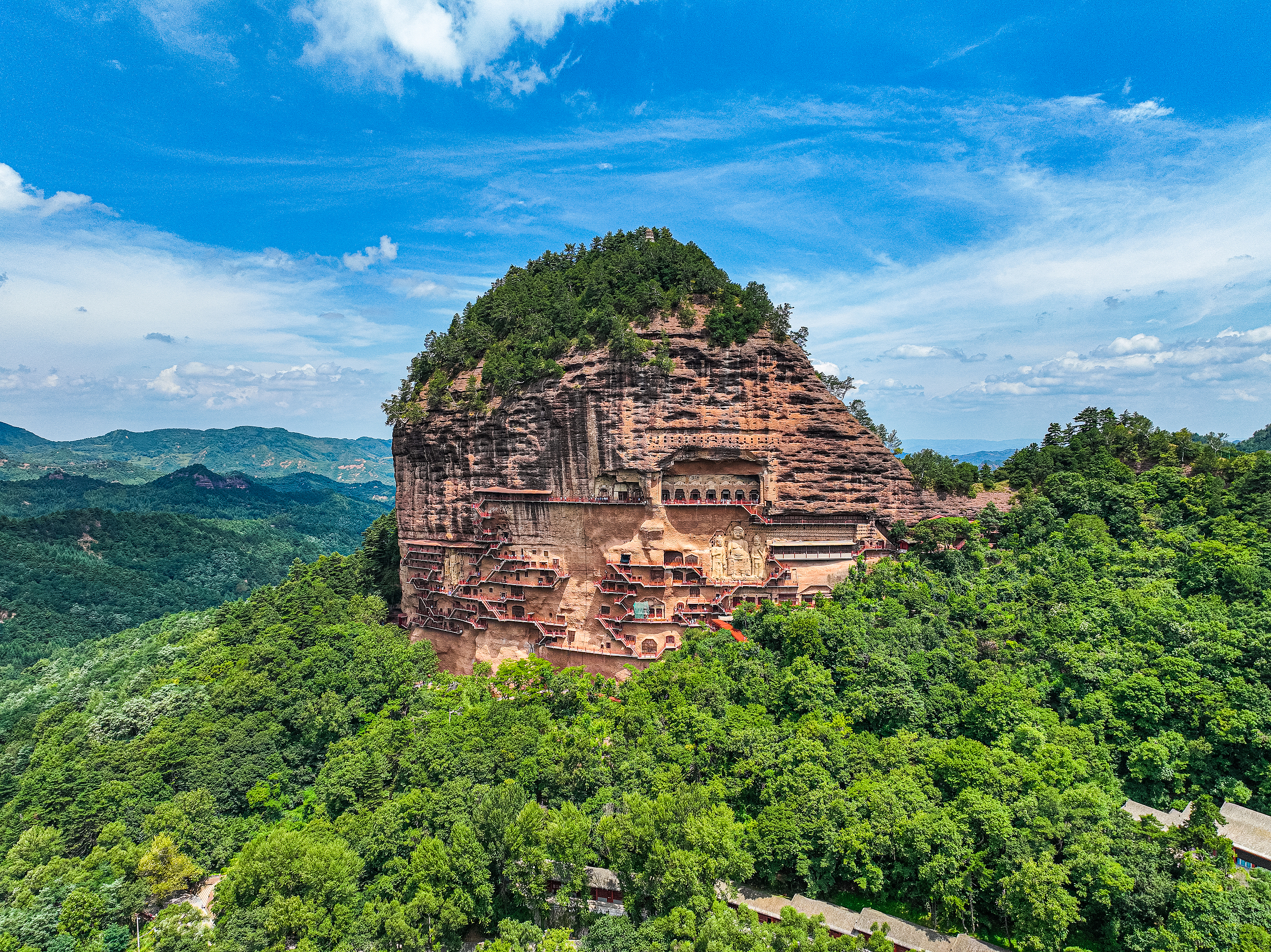 A scenic view of maijishan grottoes