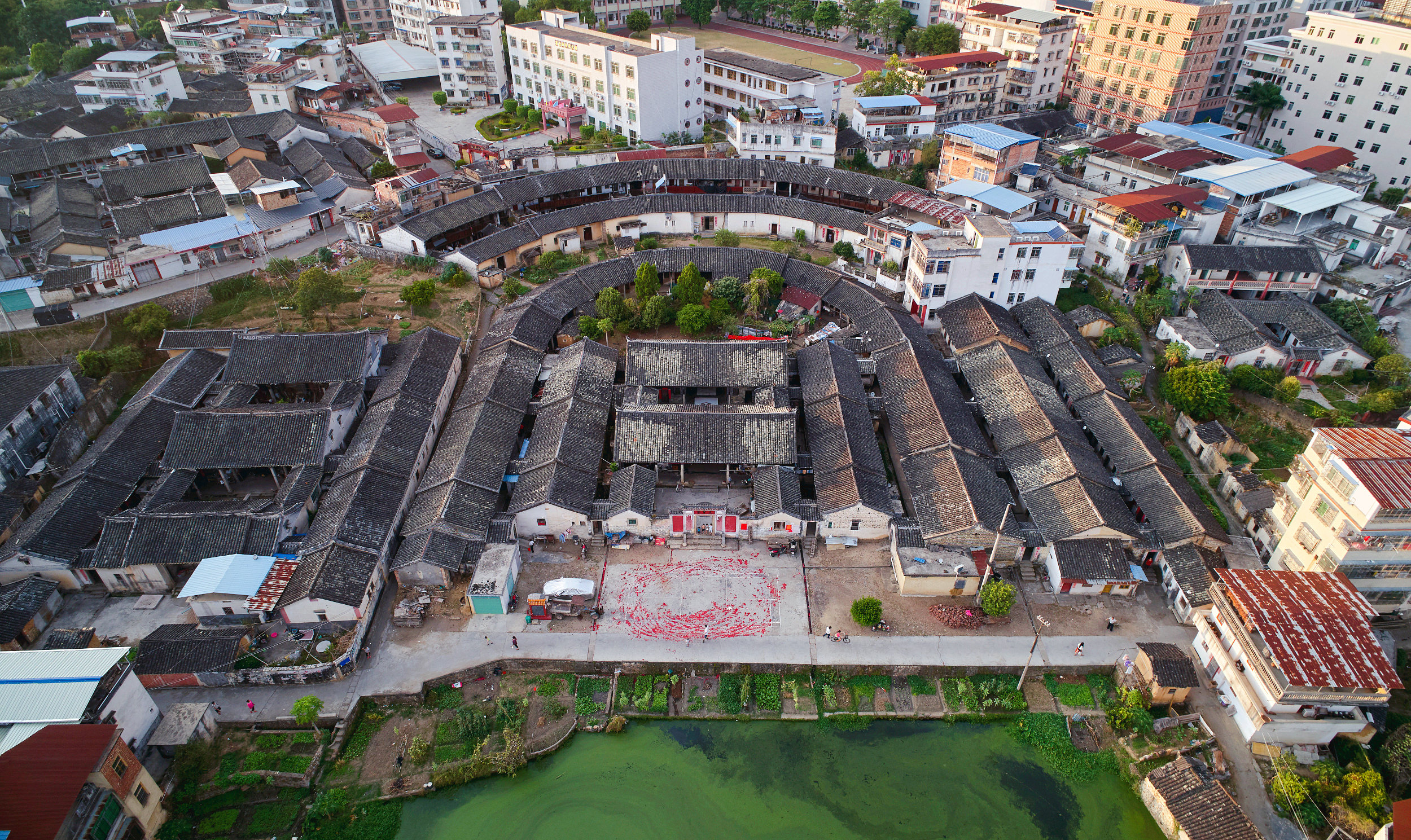 A scenic view of meizhou hakka walled village