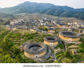 A scenic view of meizhou hakka walled village
