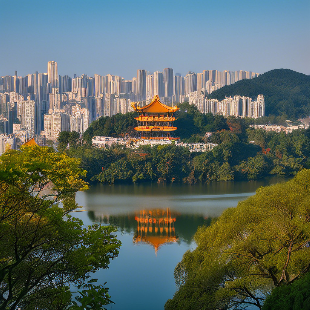 A scenic view of mianyang yuewang tower