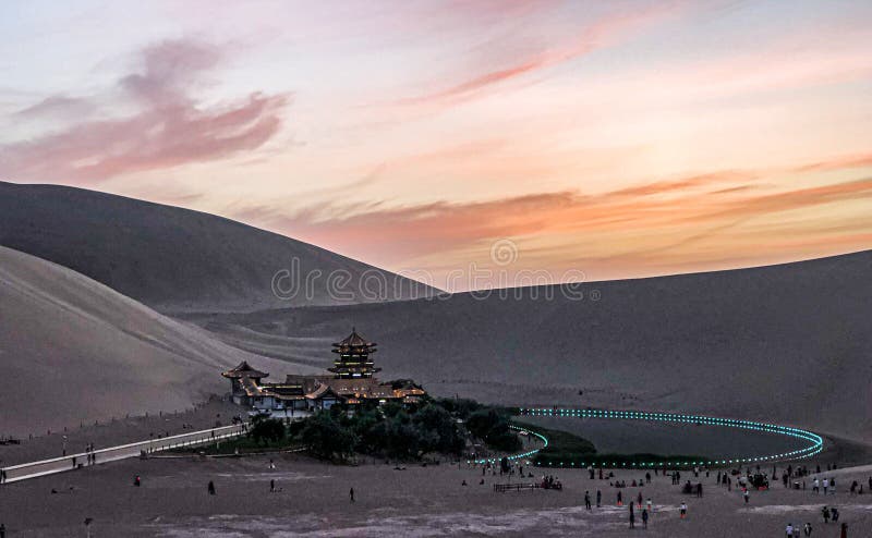 A scenic view of mingsha mountain and crescent spring