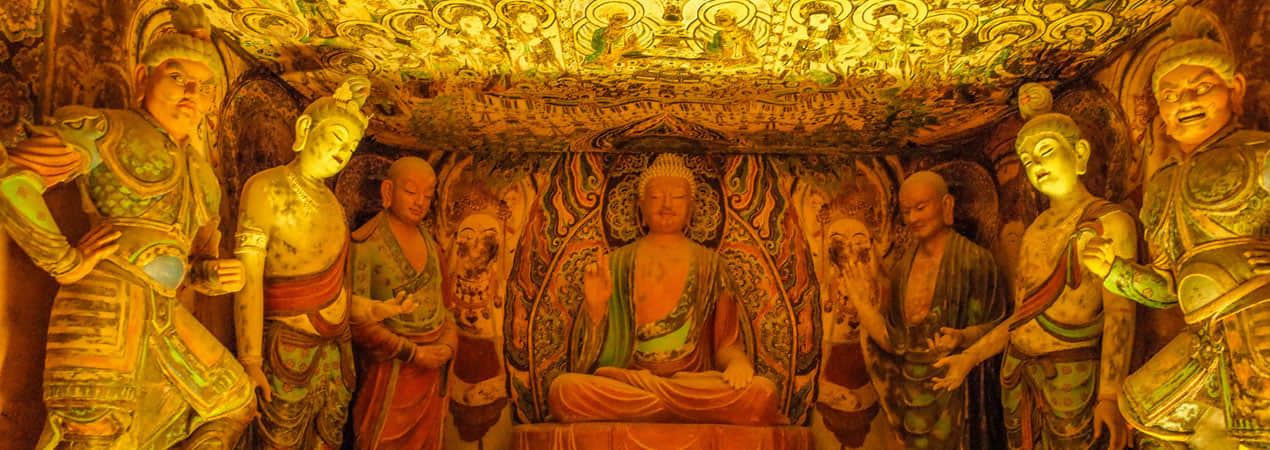 A scenic view of mogao caves