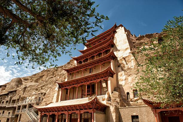 A scenic view of mogao caves