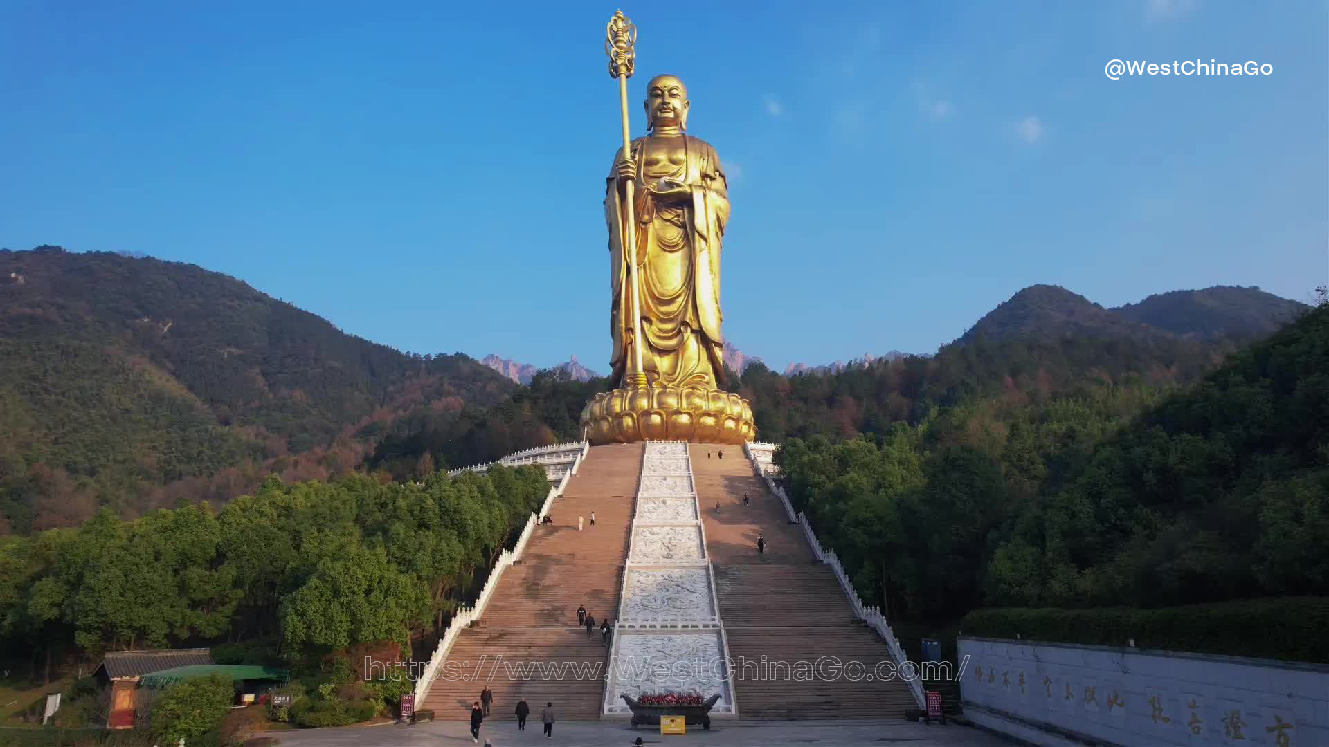 A scenic view of mount jiuhua buddhist temples