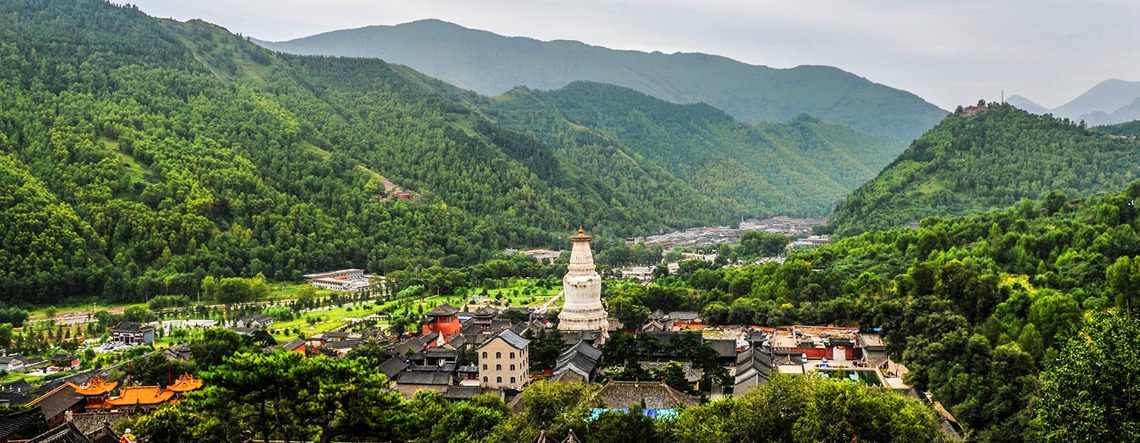 A scenic view of Mount Wutai